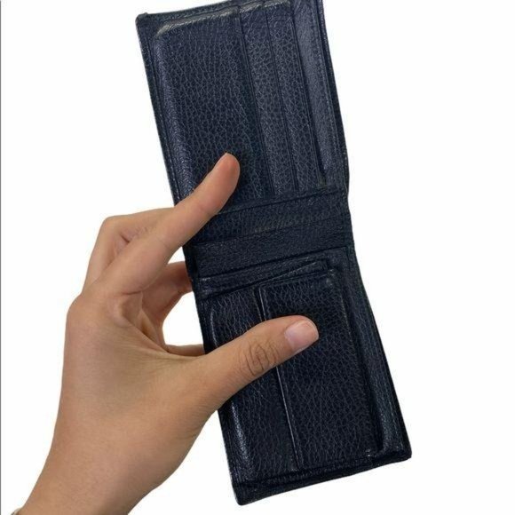 Authentic Gucci Wallet Black Leather Canvas Card Holder GG Vintage - Picture 6 of 11